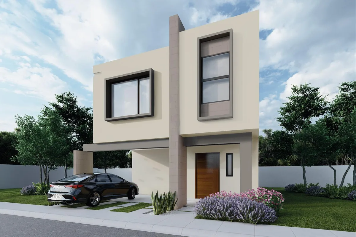 Fachada de la casa modelo Estocolmo de 193 m2 en Morin 9909